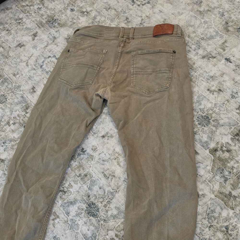 Massimo Dutti Mens Slim Fit Khaki Tan 5-Pocket Chino Pants USA 32